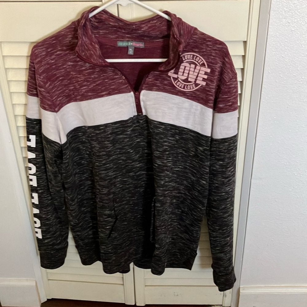 Girls long sleeve quarter zip up sweater